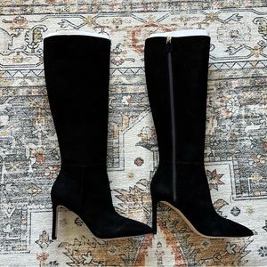 NWT Stuart Weitzman Knee-High Avenue Zip 95 Boots in Black, size 8B / 38.5